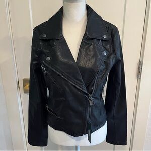Silent New York Black Faux Leather Moto Jacket Medium